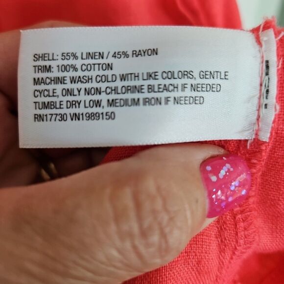 A New Day - Pink Coral Linen Blend Sleeveless Dress Size Medium Classic, summer - Picture 5 of 8